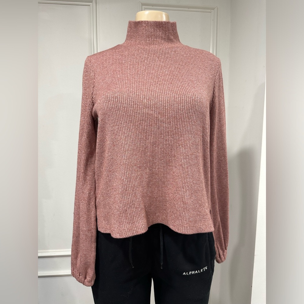 Madewell Womens Bubble Sleeve Heathered Swing Turtleneck Elastic Cuffs, Large